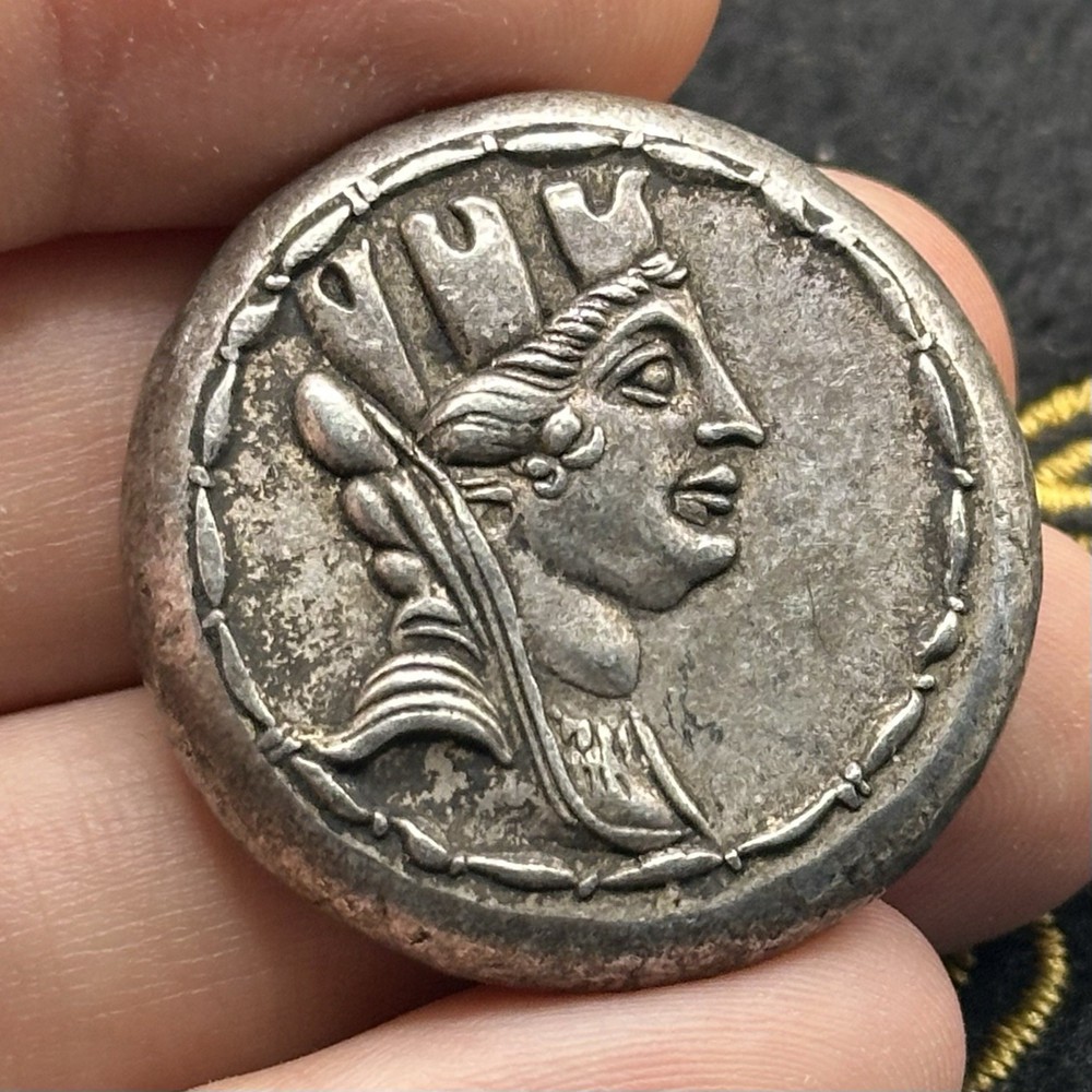 Ancient Roman Silver King with Crown Coin Collectible Artifact