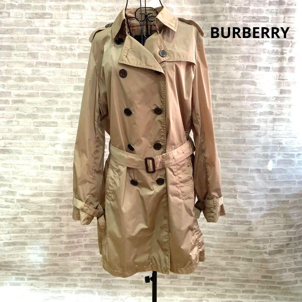 Burberry London Nova Check Trench Coat Nylon Beige 46/XXXL US:XXL Women used