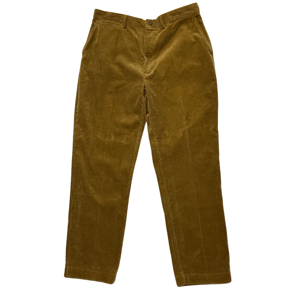 Ralph Lauren Mens Tan Corduroy Pants Size 36x32 Cotton Button Back Pocket