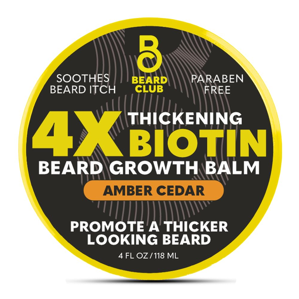The Beard Club Biotin Beard Balm for Men - Beard Growth Shea Butter  - 4 Oz