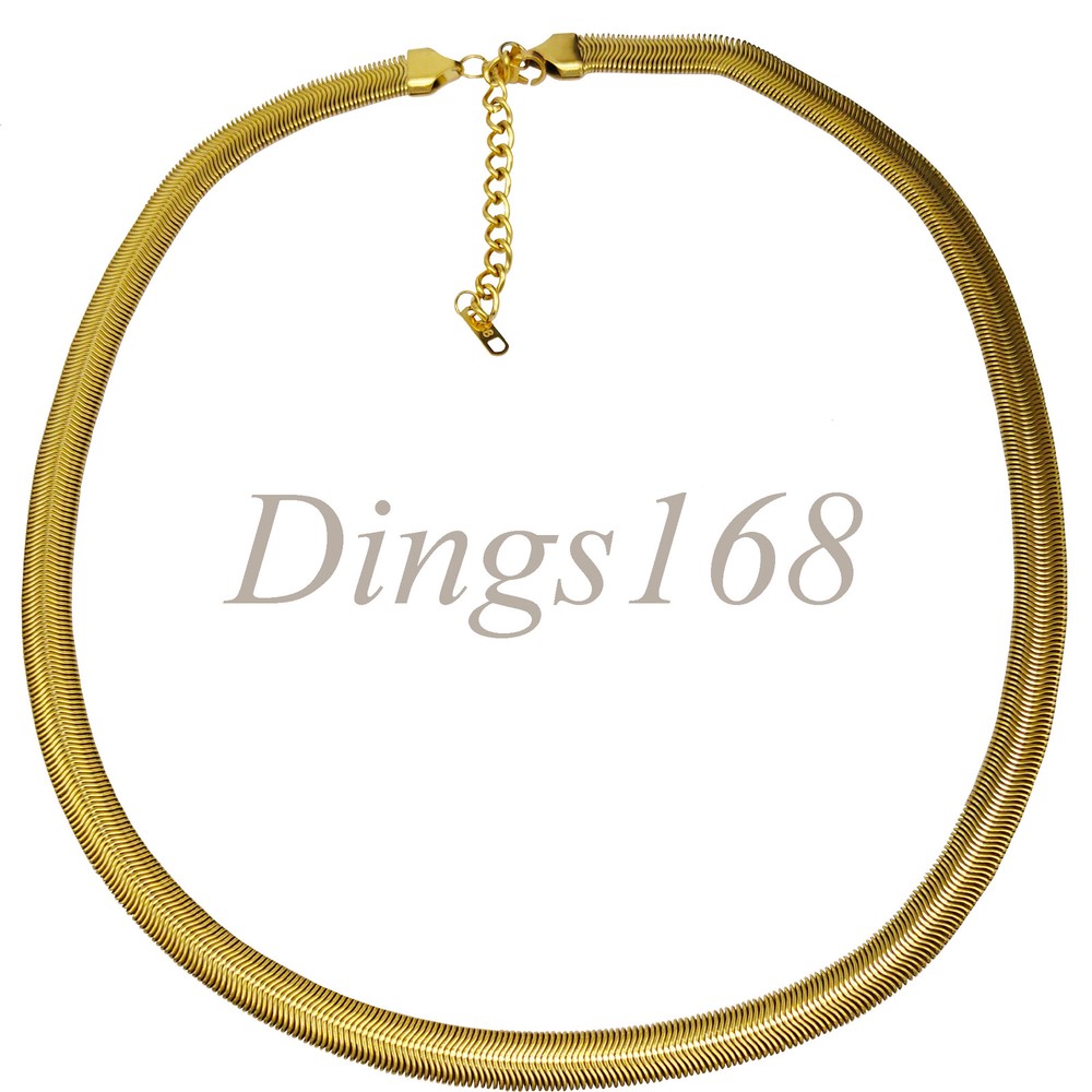 18K Yellow Gold Filled Tarnish-Free 7mm wide Flat Snake Chain Necklace 20