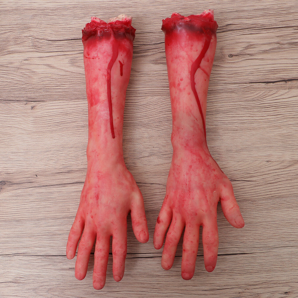 2 Pcs Fake Body Parts with Blood Severed Hand Toy Decorations
