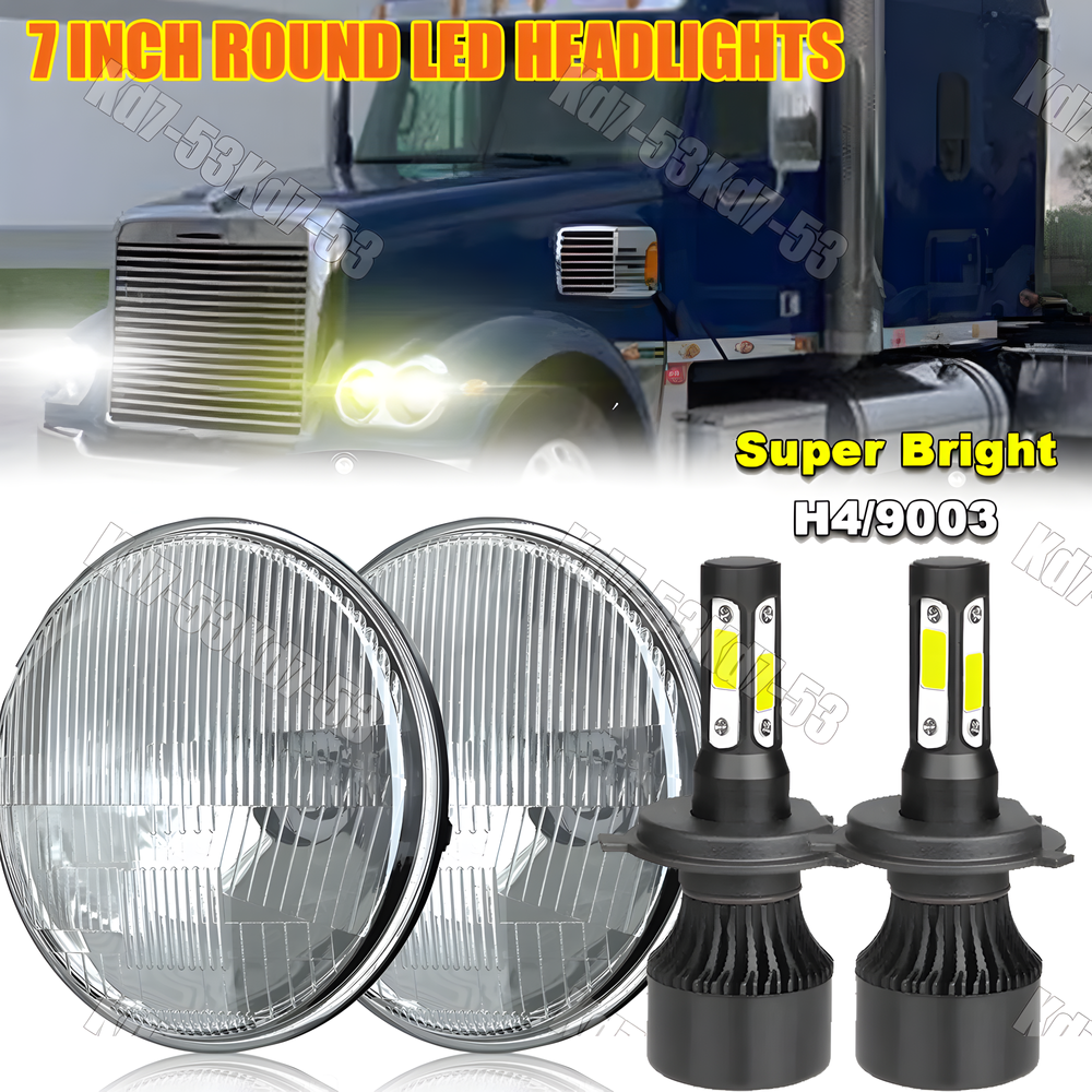 For Freightliner Century Class 7inch Round LED Headlights Hi/Lo Beam Light Pair