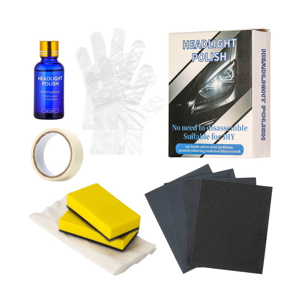 Headlight Polish Cleaner Liquid Restorer Kit for Car Lens 9H Protection USA Made  