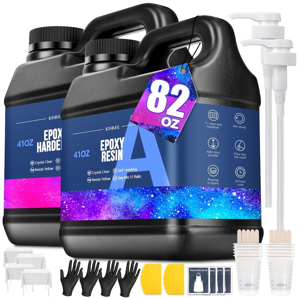 Crystal Clear 82OZ Epoxy Resin Kit – No Yellowing, Bubble-Free for Crafts