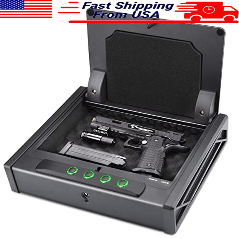 Biometric Digital Gun Safe DOJ Certified Quick Access 3 Pistol Lock Box New-image