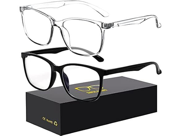 10 Pack Blue Light Blocking Computer Glasses Black + Clear