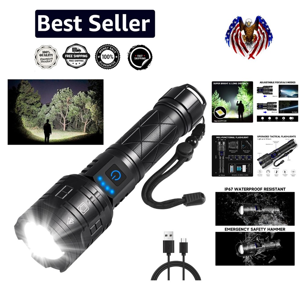High Power 990000L Tactical Flashlight - Adjustable Modes, USB Rechargeable