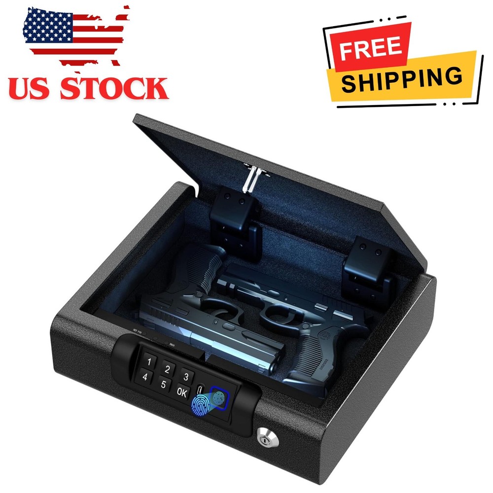 Biometric Gun Safe for Pistols- 3 Ways to Unlock Safe Fingerprint, Pin, Voice-image