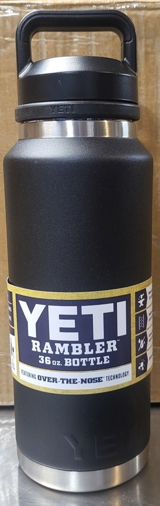 New! Yeti Rambler 36 oz Stainless Bottle Maximum Insulation  With Chug Cap - Blk