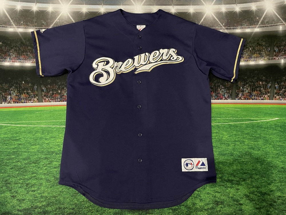 Milwaukee Brewers Majestic Stitched Authentic MLB Jersey Size Large