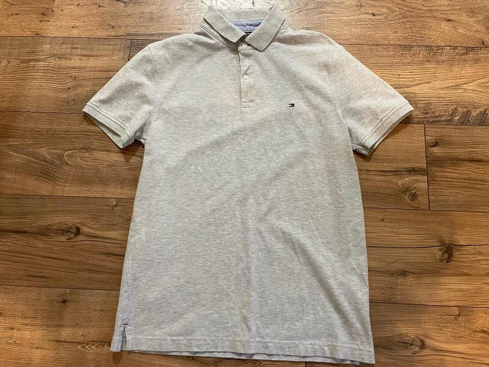 Tommy Hilfiger Polo Casual Slim Fit Breast Logo Gray Size Large