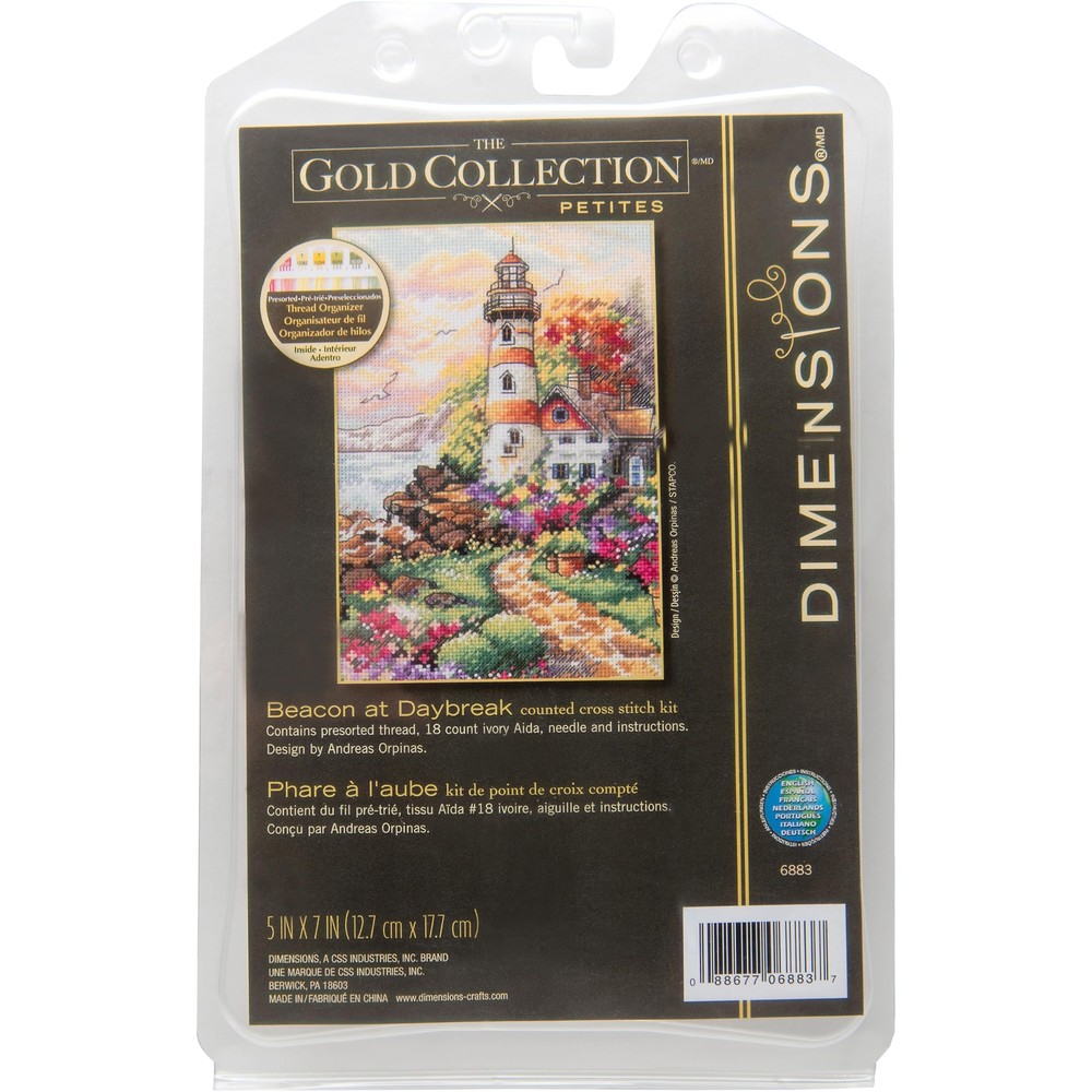 6883 Gold Collection Counted Cross Stitch Kit, Beacon at Dawn, 18 Count Ivory...
