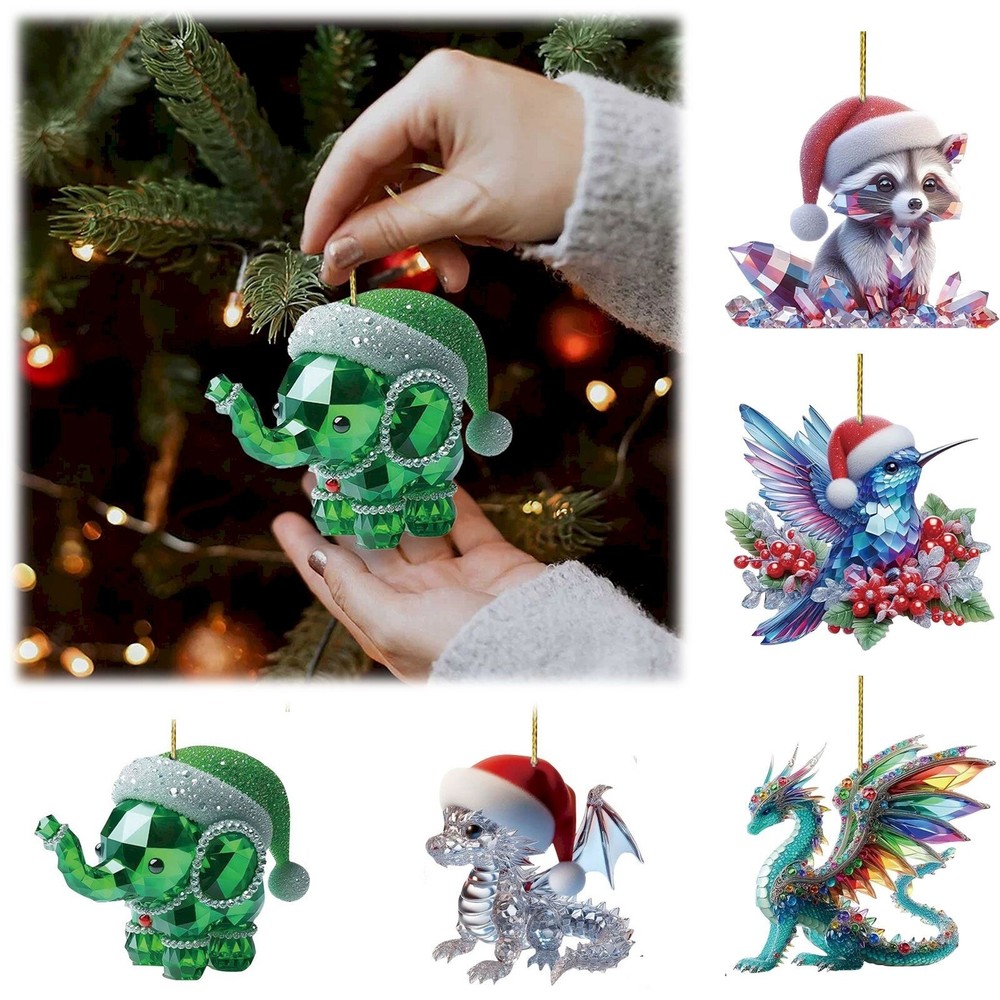 Animal Christmas Tree Hanging Decoration Colourful 2D Xmas Pendant Ornaments