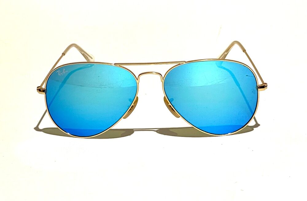 Ray-Ban Aviator RB3025 112/17 Blue Flash Lens with Matte Gold Frame 58mm
