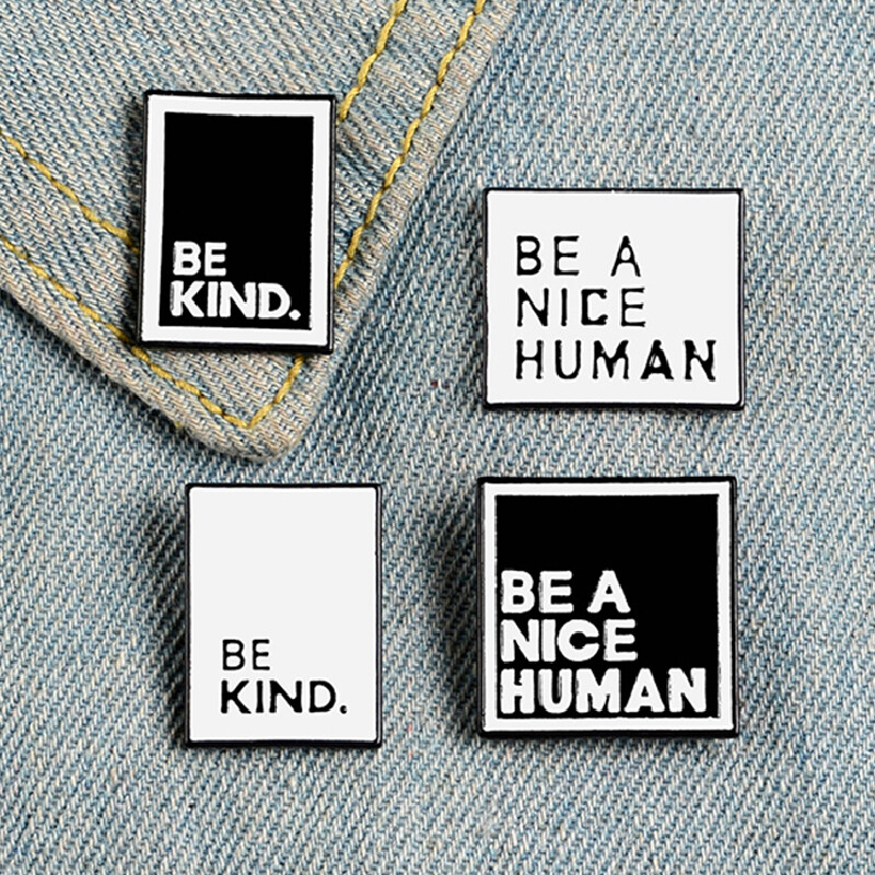 Black Enamel Pin Chest Brooch Letter Lapel Badge Fashion Jewelry Accessory