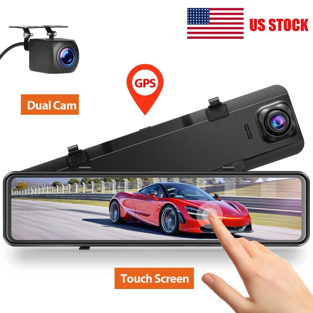 2.5K GPS Mirror Dash Cam with Front & Rear Backup Camera and Voice Control by Campark  