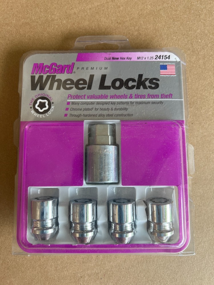 McGard 24154 4 Lug Nut Lock Set Chrome M12 x 1.25 Pitch 1.28