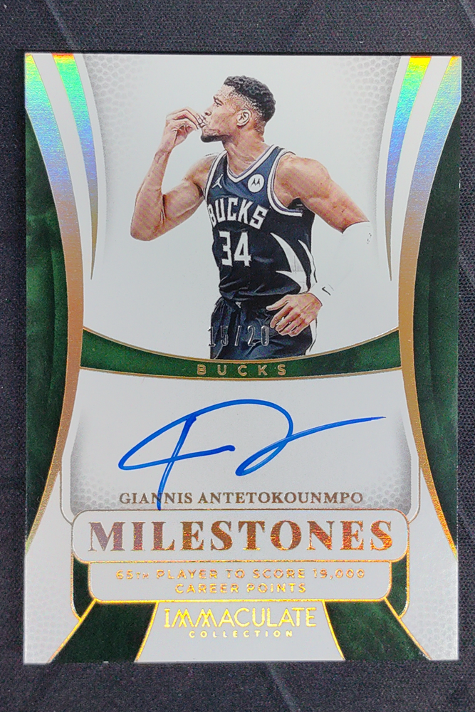 2024-25 Panini Immaculate Giannis Antetokounmpo Milestones Signatures Auto /20