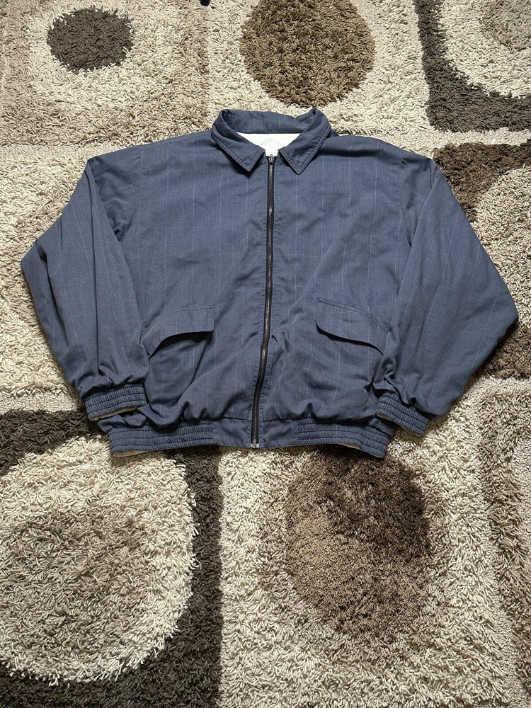 Barbour Men's Ayr Reversible T581 Jacket Navy White Checkered Size 2XL