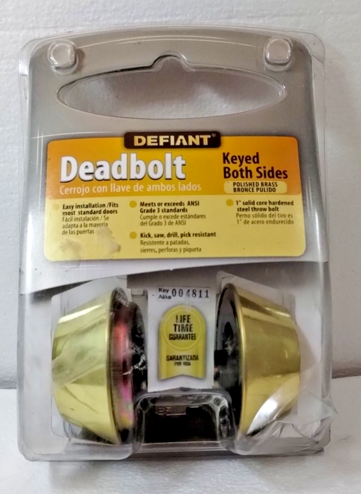 Defiant Deadbolt Keyed Both Sides Brass 154725