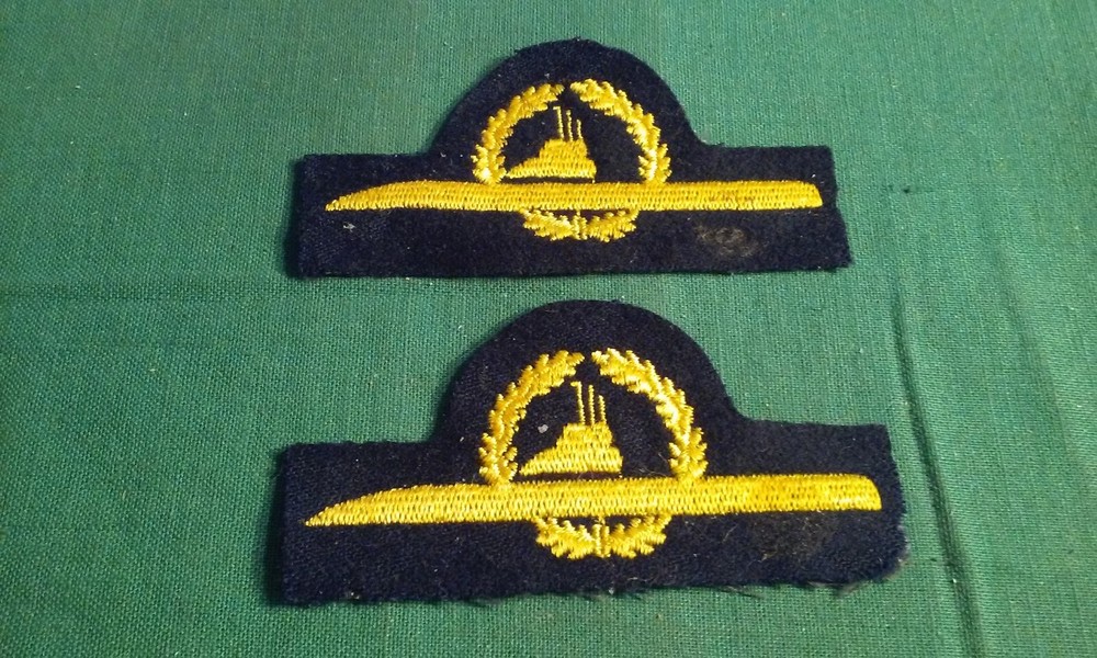 Vintage West German Navy Submarine Officer Embroidered Cotton Dolphin Breast Patch