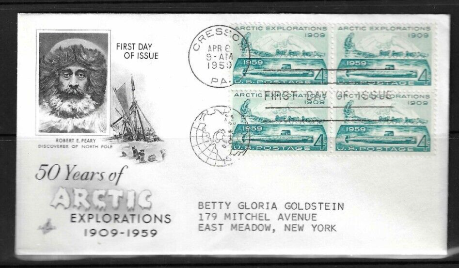 USA SC # 1128 Artic Exploration FDC . Artcraft Cachet