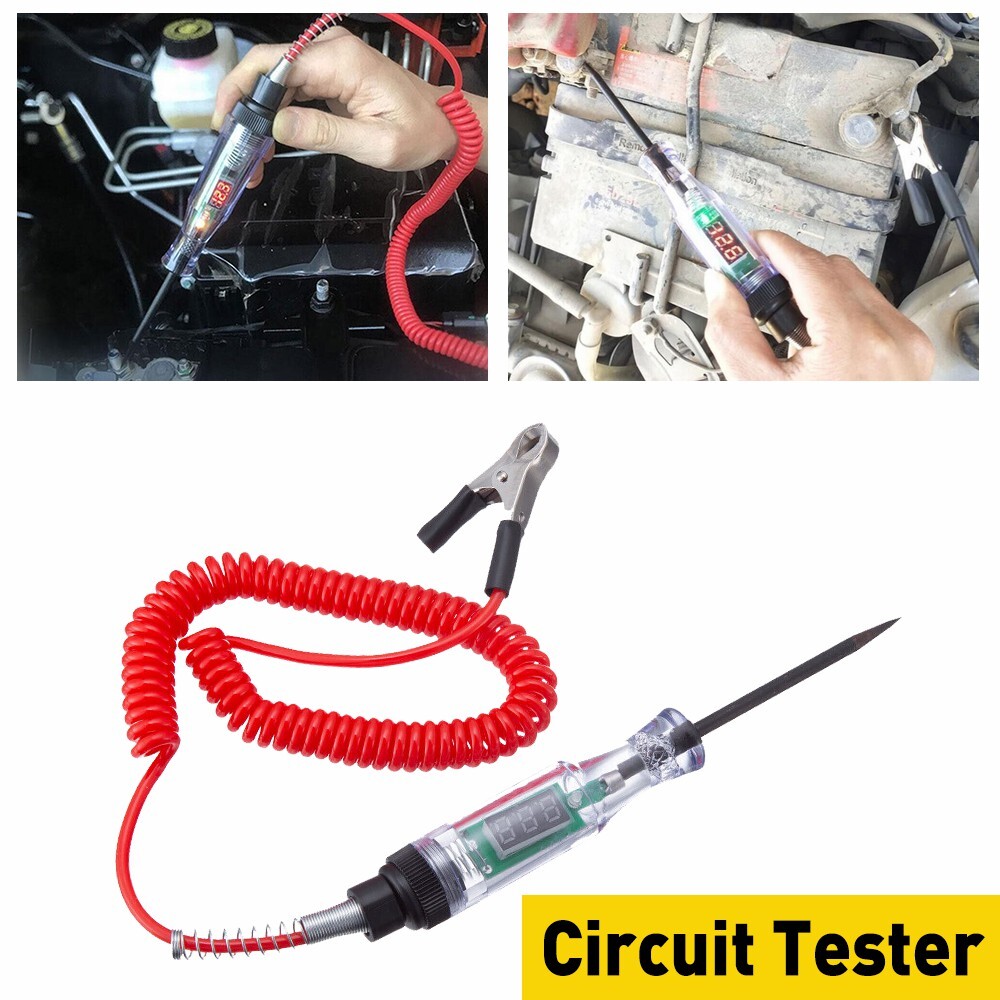 Probador de Circuito Eléctrico Digital 12V/24V Prueba de Luz LCD Coche Barco RV Motocicleta M