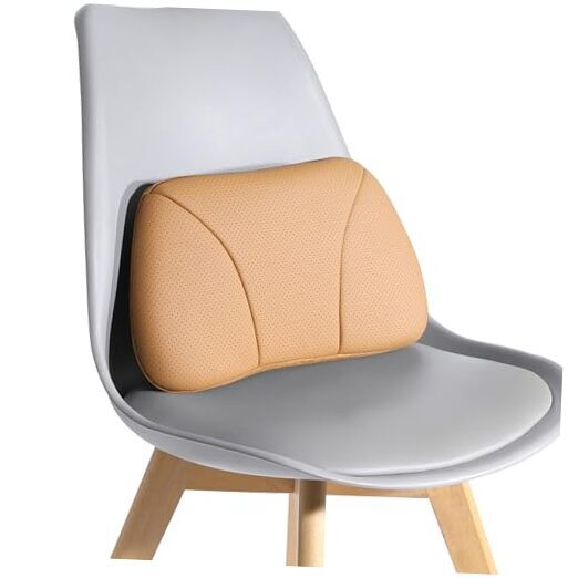 Genuine Cowhide Leather Lumbar Support Pillow,15.5x8.7 Memory Foam True Cow