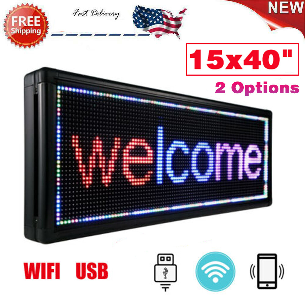 40x15 Inch LED Scrolling Message Board Programmable 3-Color Display for Sales