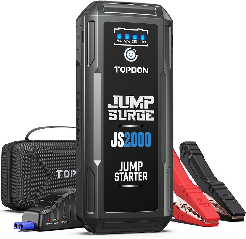 Car Battery Jump Starter, TOPDON 2000A Peak Starter for Up