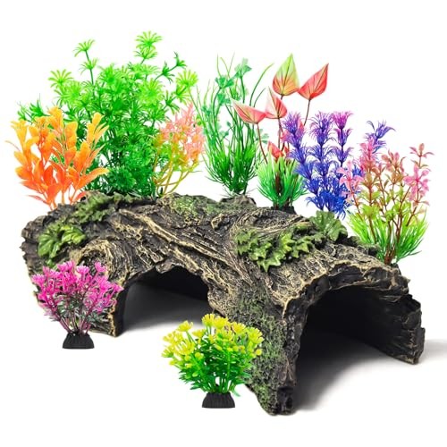 Aquarium Decorations Resin Hollow Tree Trunk Ornament, Betta Fish Tank