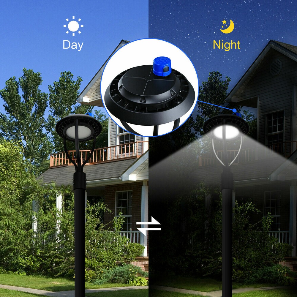 60W Dusk to Dawn LED Post Top Security Light IP65 Waterproof Circular Lamp