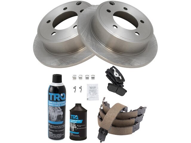 TRQ Rear Brake Pad Rotor Shoe Drum Kit for 2007-2017 Jeep Compass 56HKHF