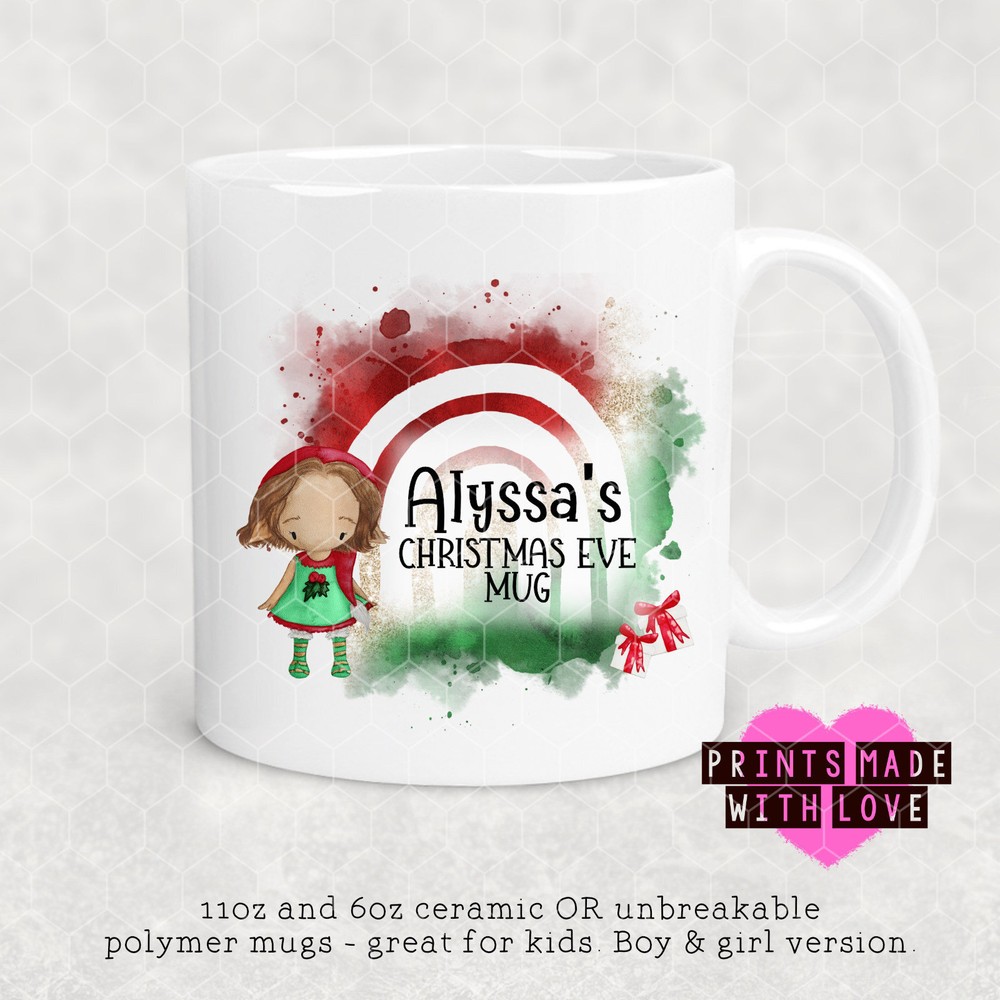 Elf Rainbow Mug Christmas Mug Rainbow Nam Personalised Mug Kids Mug Child's Mug