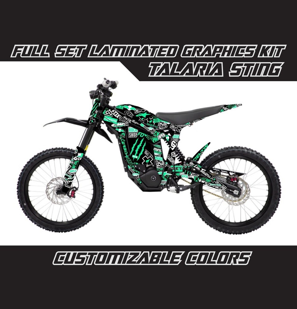 TALARIA STING Electric Black Stickerbomb Decals Stickers Skin Wrap Graphics Kit