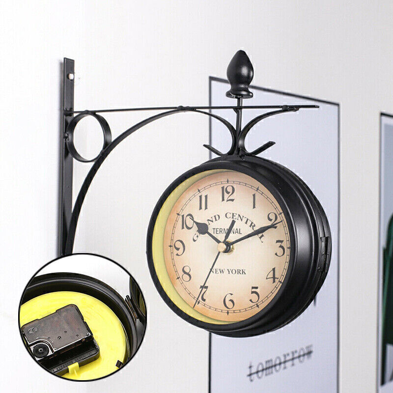 Classic Victorian Outdoor Bracket Clock Garden Grand Central Wall Clock