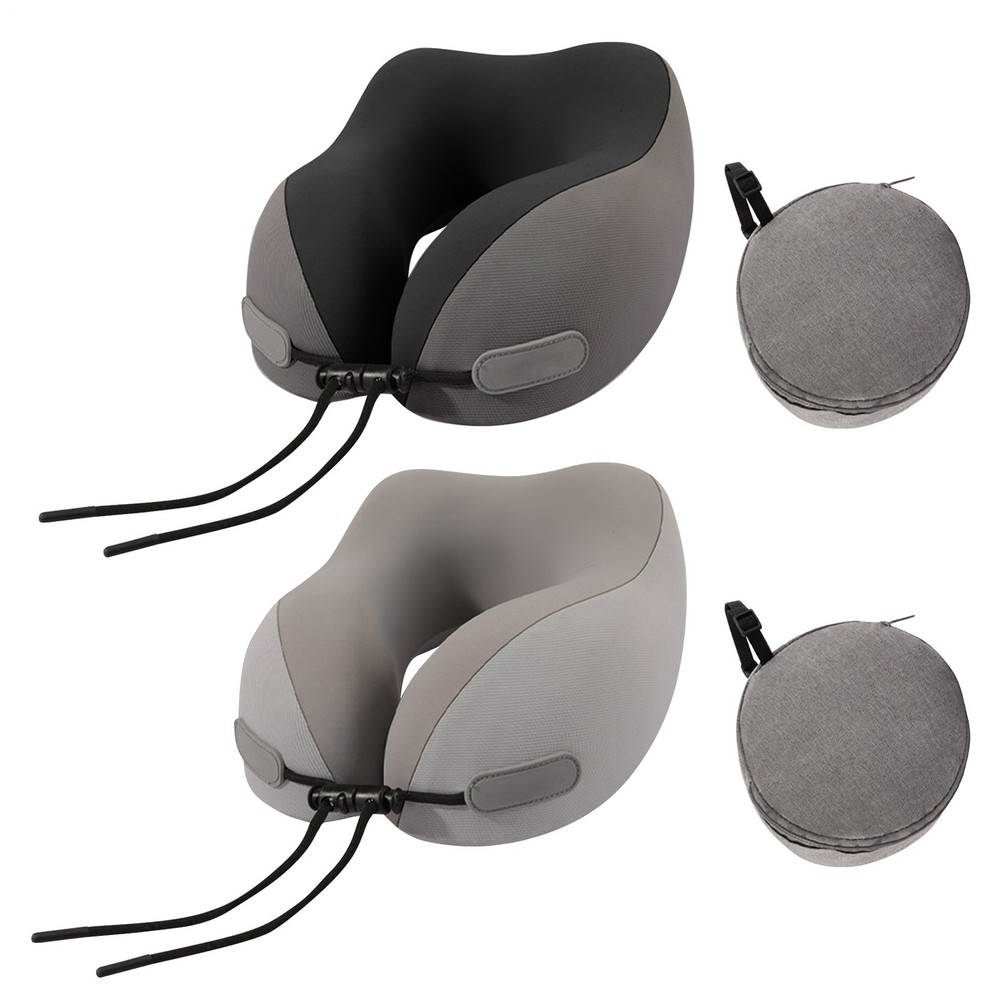 U-Shaped Memory Foam Travel Neck Pillow for Planes with Portable Storage  