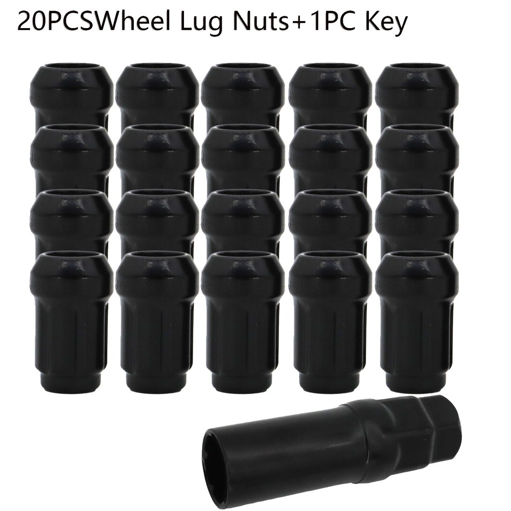 20x 6 Spline Tuner Wheel Lug Nut Bolts M12x1.5 Black For Acura Honda Kia Hyundai