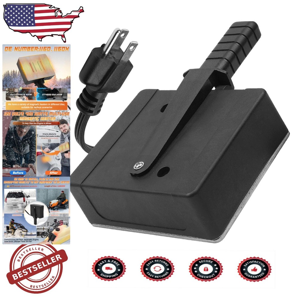 Effortless Magnetic Engine Heater 120V, 400W with Internal Thermostat for Safety