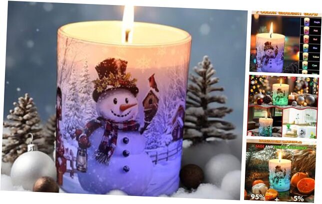 Christmas Scents Candles Festive Scented Candle Jars with Color Snowman