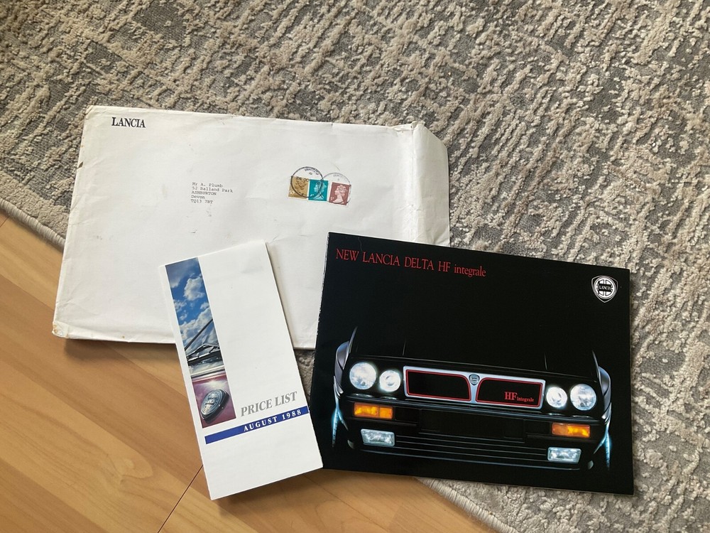 1988 Lancia Delta HF Integrale Original Brochure & Price List in Envelope