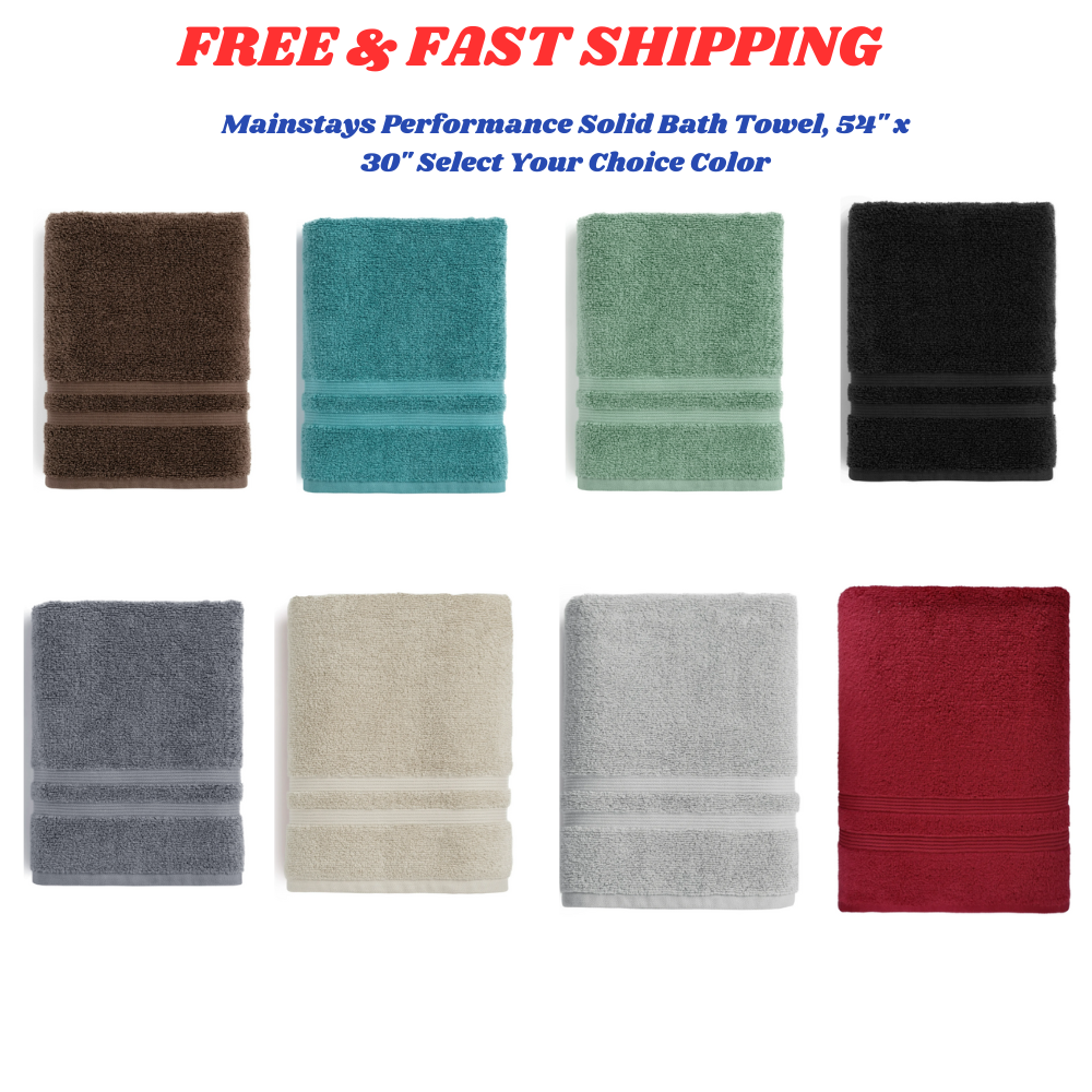 Mainstays 54x30 Performance Solid Bath Towel Choose Your Color