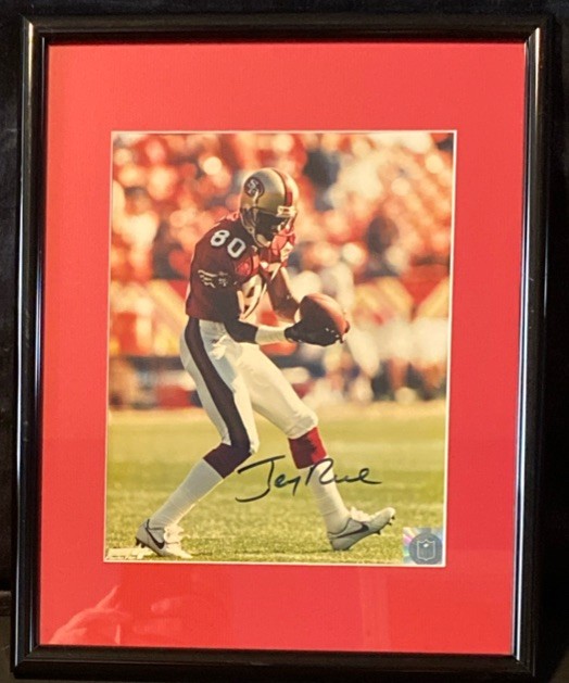 Jerry Rice Autographed NFL 8x10 Photo Framed with COA and Hologram