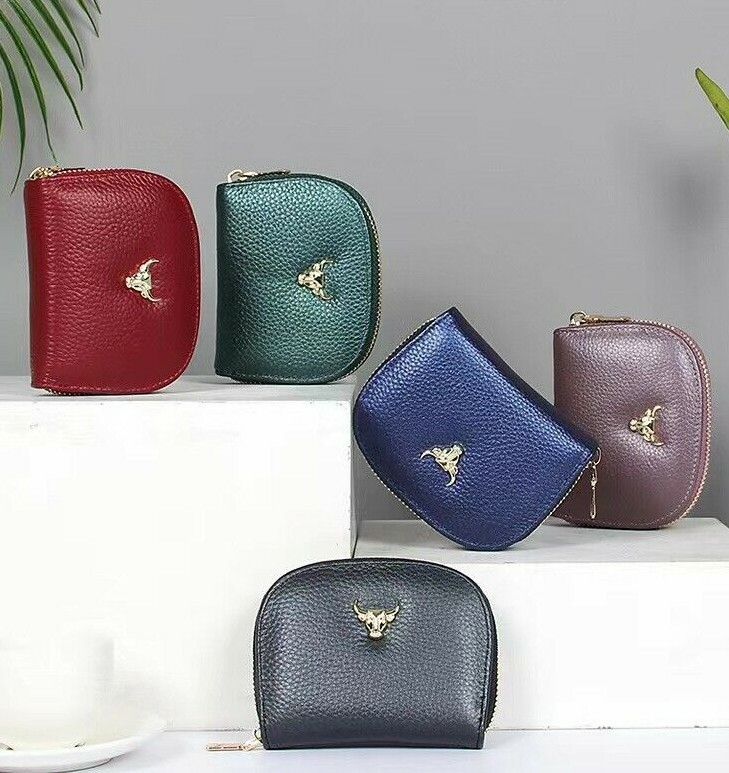 Zipper Leather Accordion Credit Card Holder Wallet For Women With Gift Bag  -image