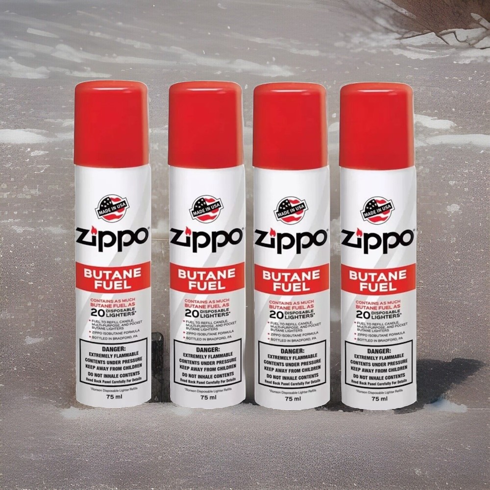 4 Can ZIPPO Refined Butane Lighter Gas Fuel Refill 75 mL Cartridge Made in USA