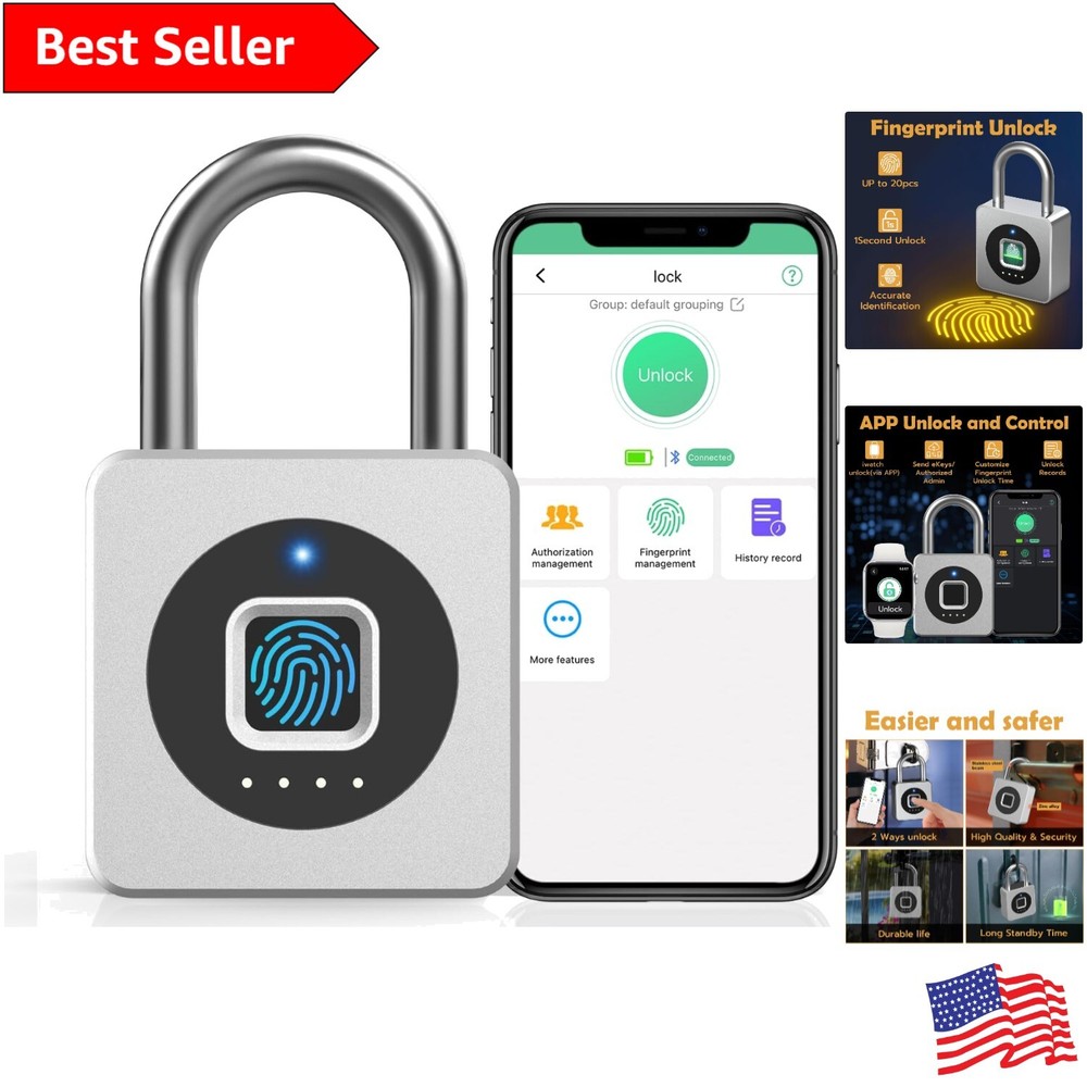 Biometric Smart Padlock with Fingerprint and Remote Access  -image