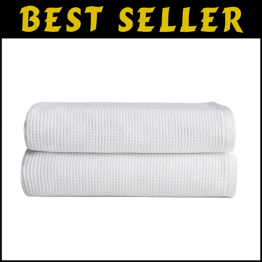 Luxury Reversible Waffle Bath Towel Set - 60% Cotton 40% Bamboo - 30x58 Inches