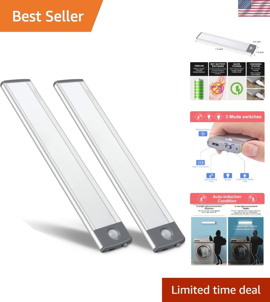 Versatile 30 LED Under-Counter Motion Sensor Lights - USB Rechargeable & Compact