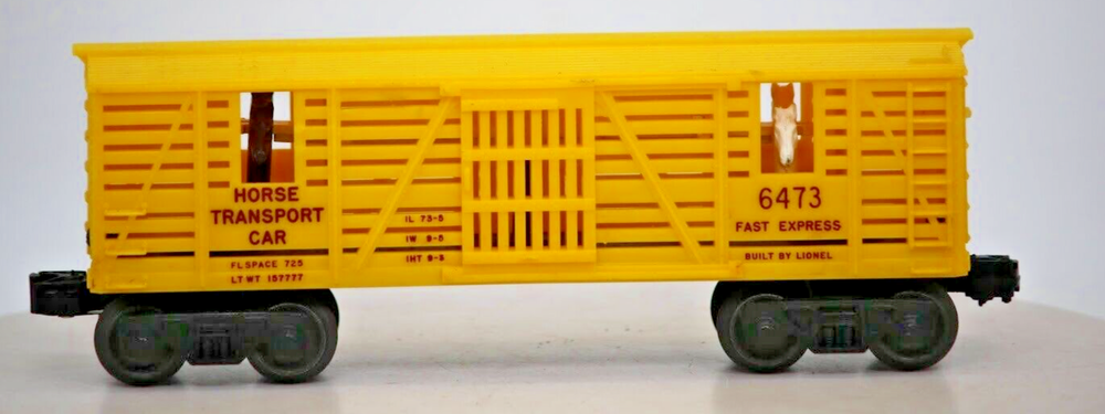 Vintage Lionel #6473 O Gauge Yellow Fast Express Horse Transport Car Model Train